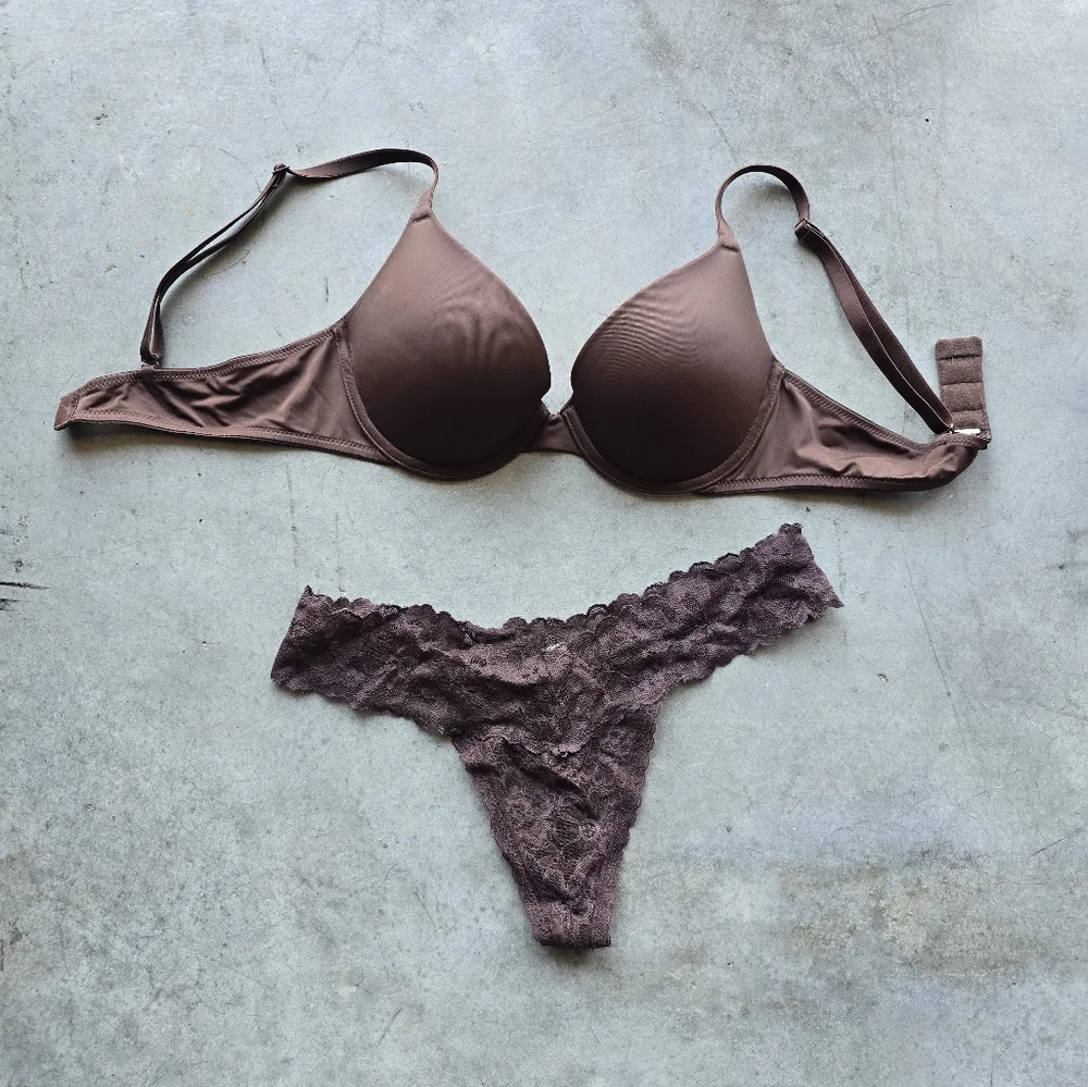 Combo: Victoria's secret Bra & panty size 34B and M Brown - Picture 2 of 6